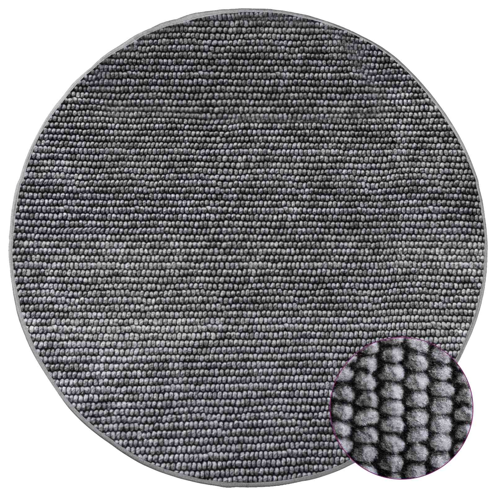 Vloerkleed Antraciet Ø 120 cm 100% Polyester 3 mm Wasbaar
