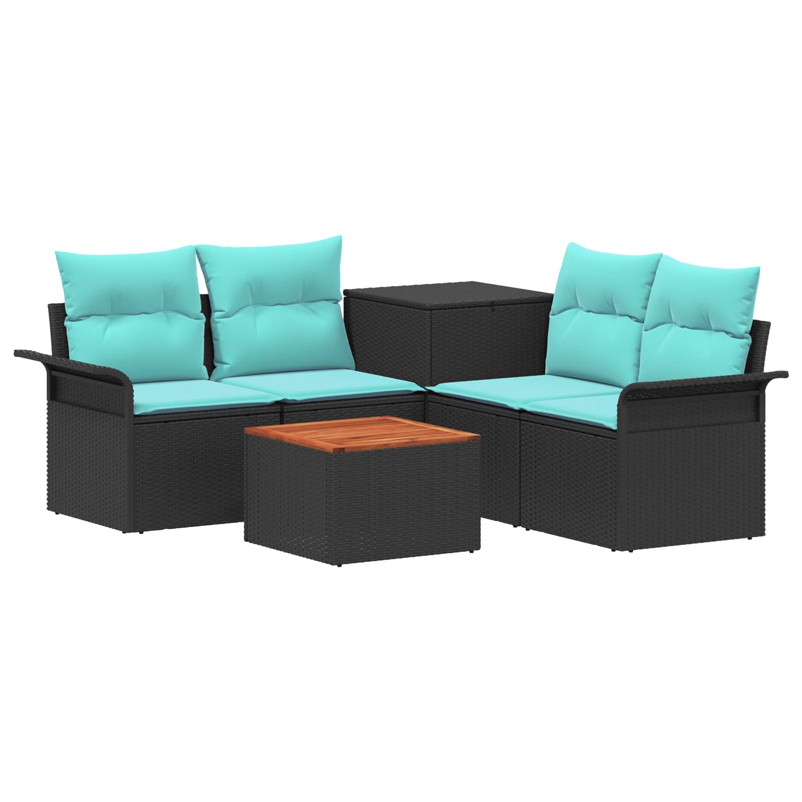 Bankstel 6 st 4-Aantal zitplaatsen Zwart en Blauw