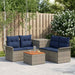 Bankstel 6 st 4-Aantal zitplaatsen Grijs en Marineblauw