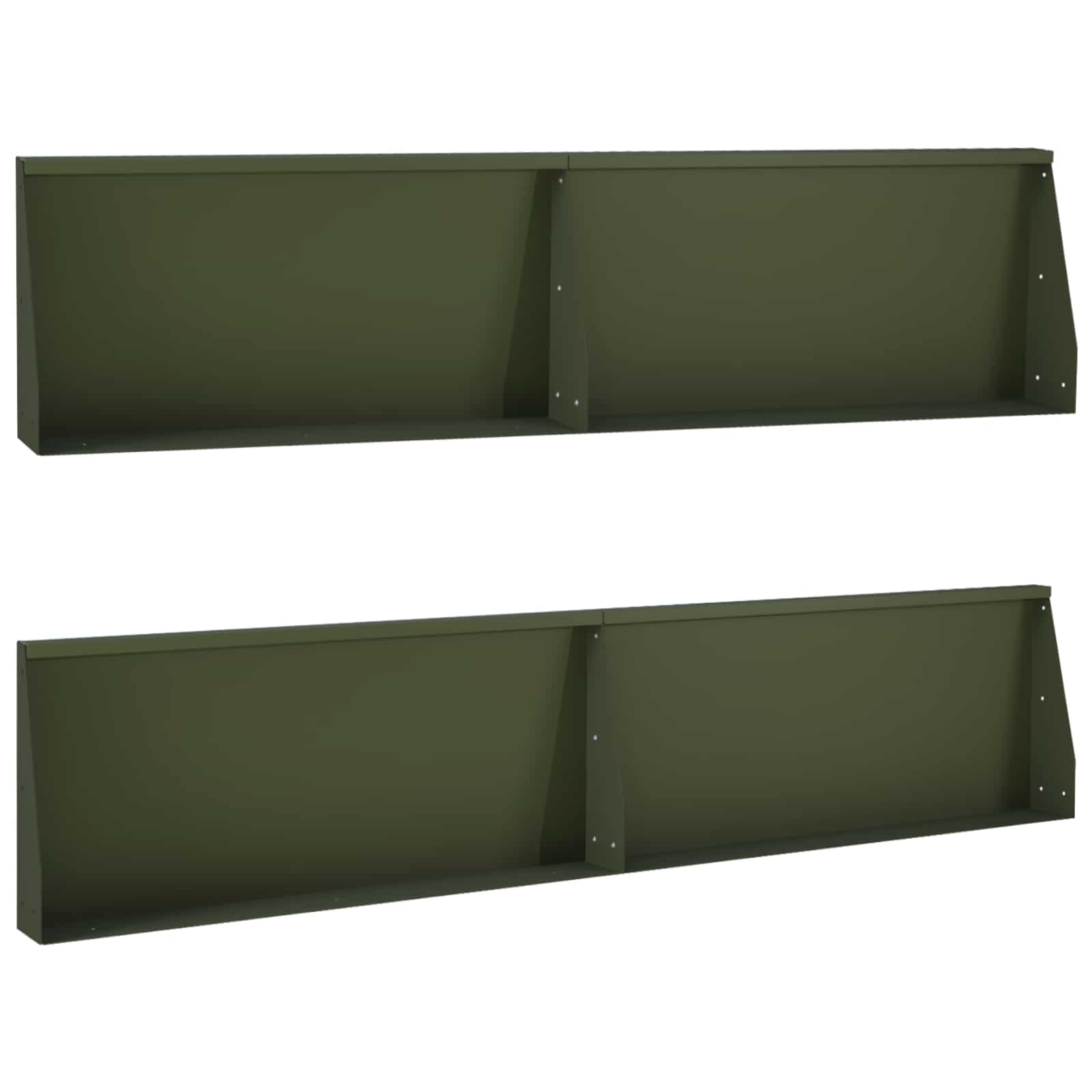 Keerwand 4 st 100 x 12 x 30 cm Staal Olijfgroen