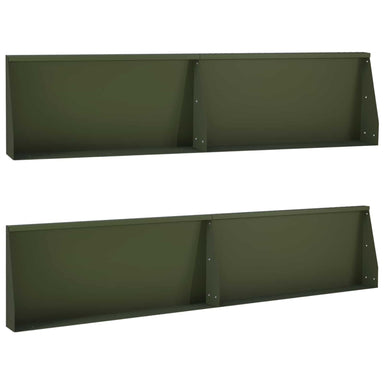 Keerwand 4 st 100 x 12 x 50 cm Staal Olijfgroen