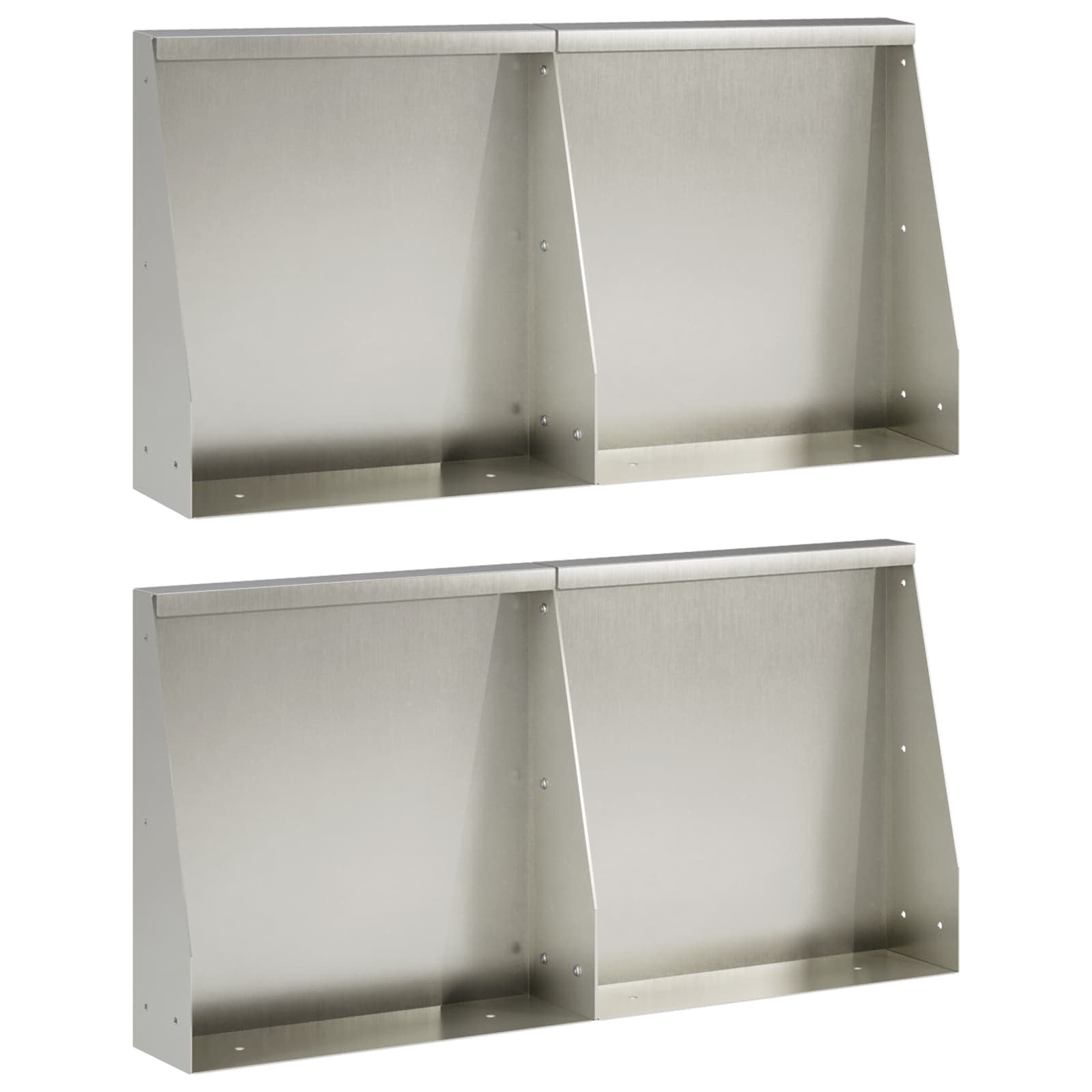 Keerwand 4 st 40 x 12 x 40 cm Roestvrij staal zilver