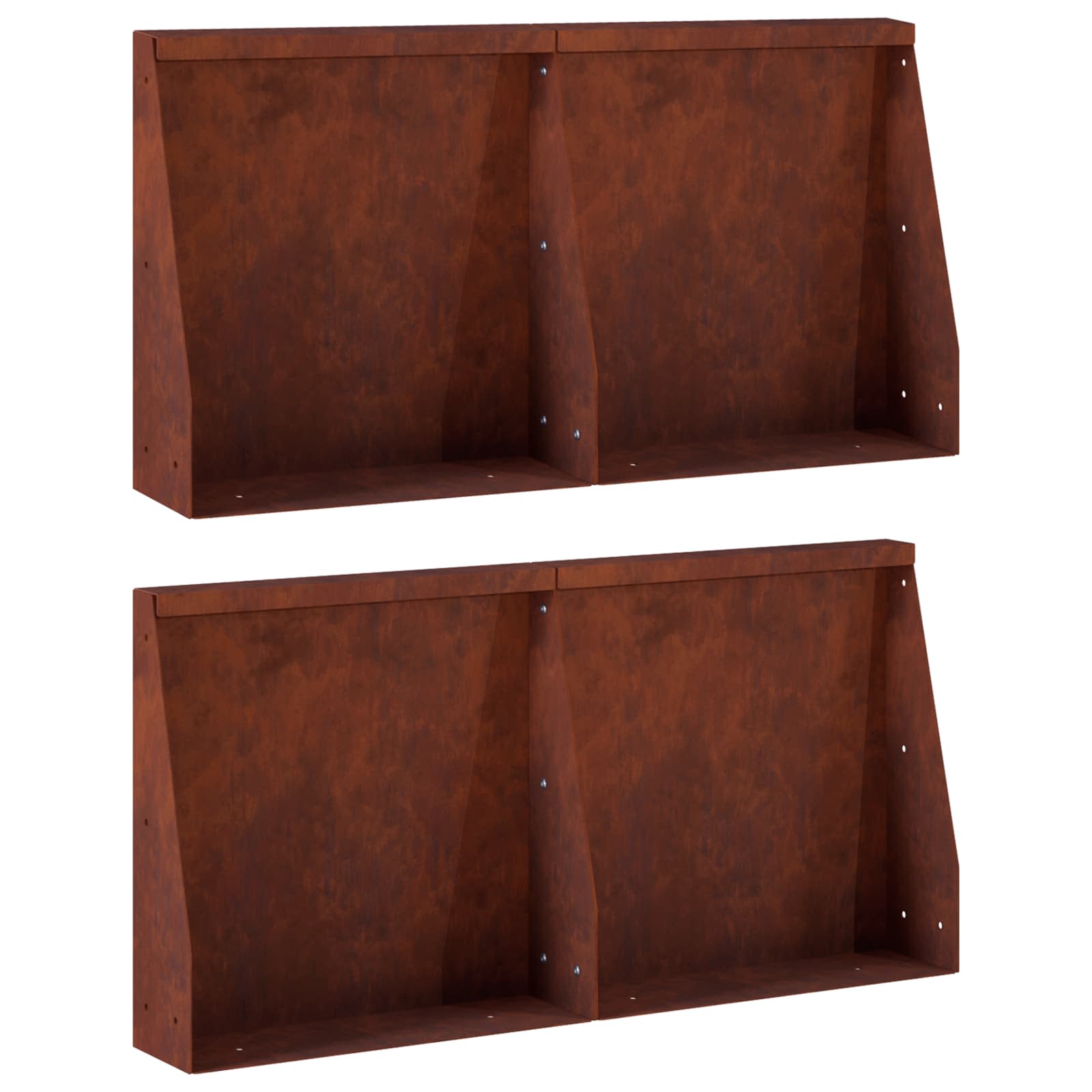 Keerwand 4 st 40 x 12 x 40 cm weervast staal Roestkleurig