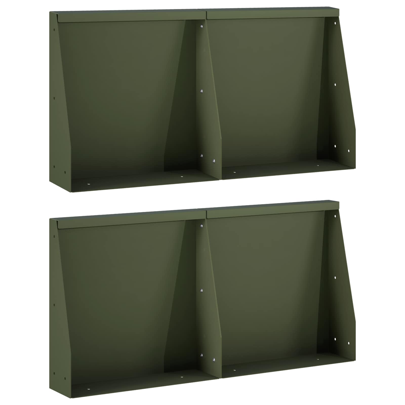 Keerwand 4 st 40 x 12 x 50 cm Staal Olijfgroen