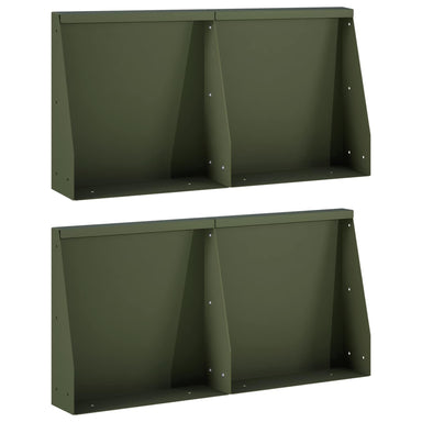 Keerwand 4 st 40 x 12 x 50 cm Staal Olijfgroen