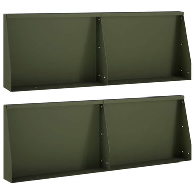 Keerwand 4 st 60 x 12 x 30 cm Staal Olijfgroen