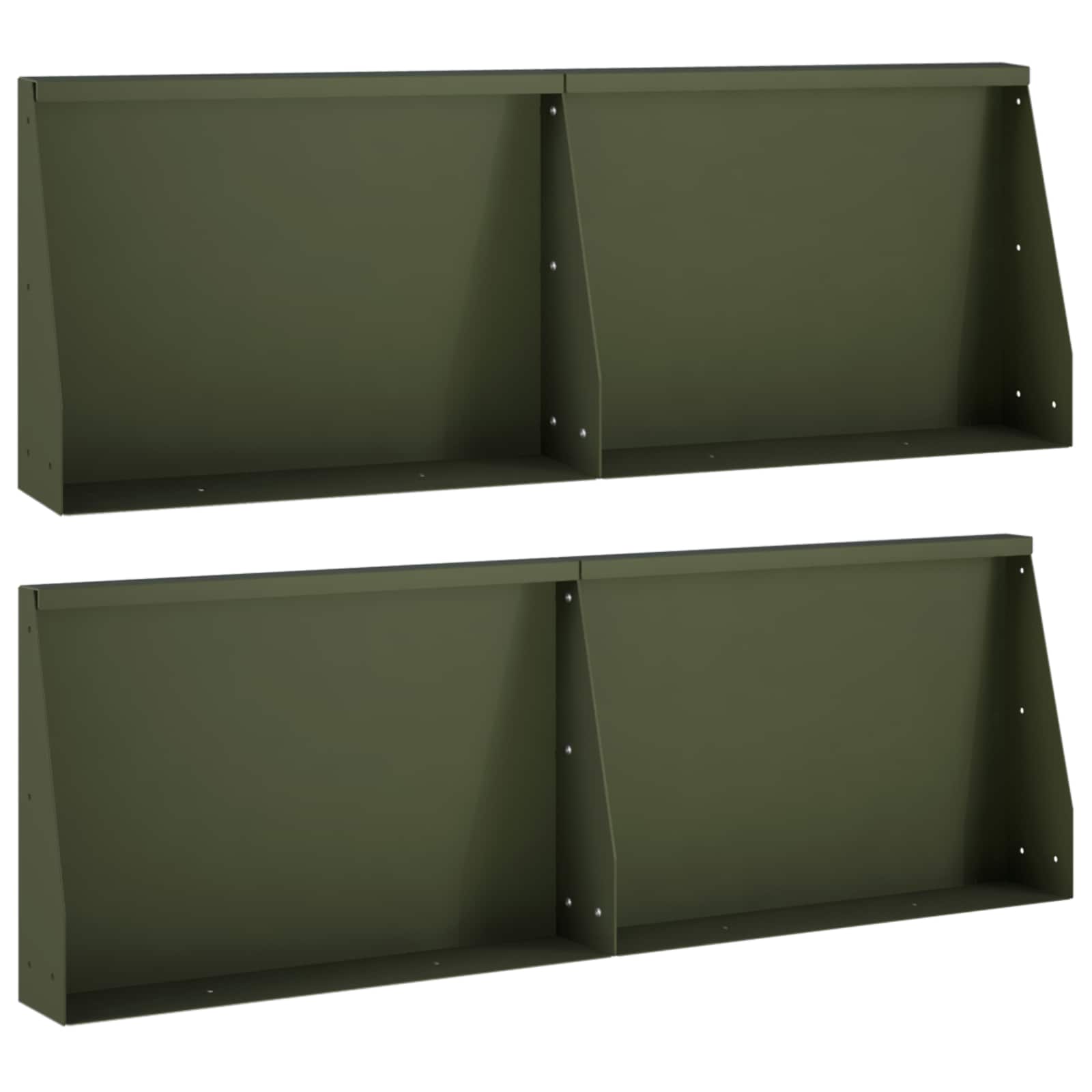 Keerwand 4 st 60 x 12 x 40 cm Staal Olijfgroen