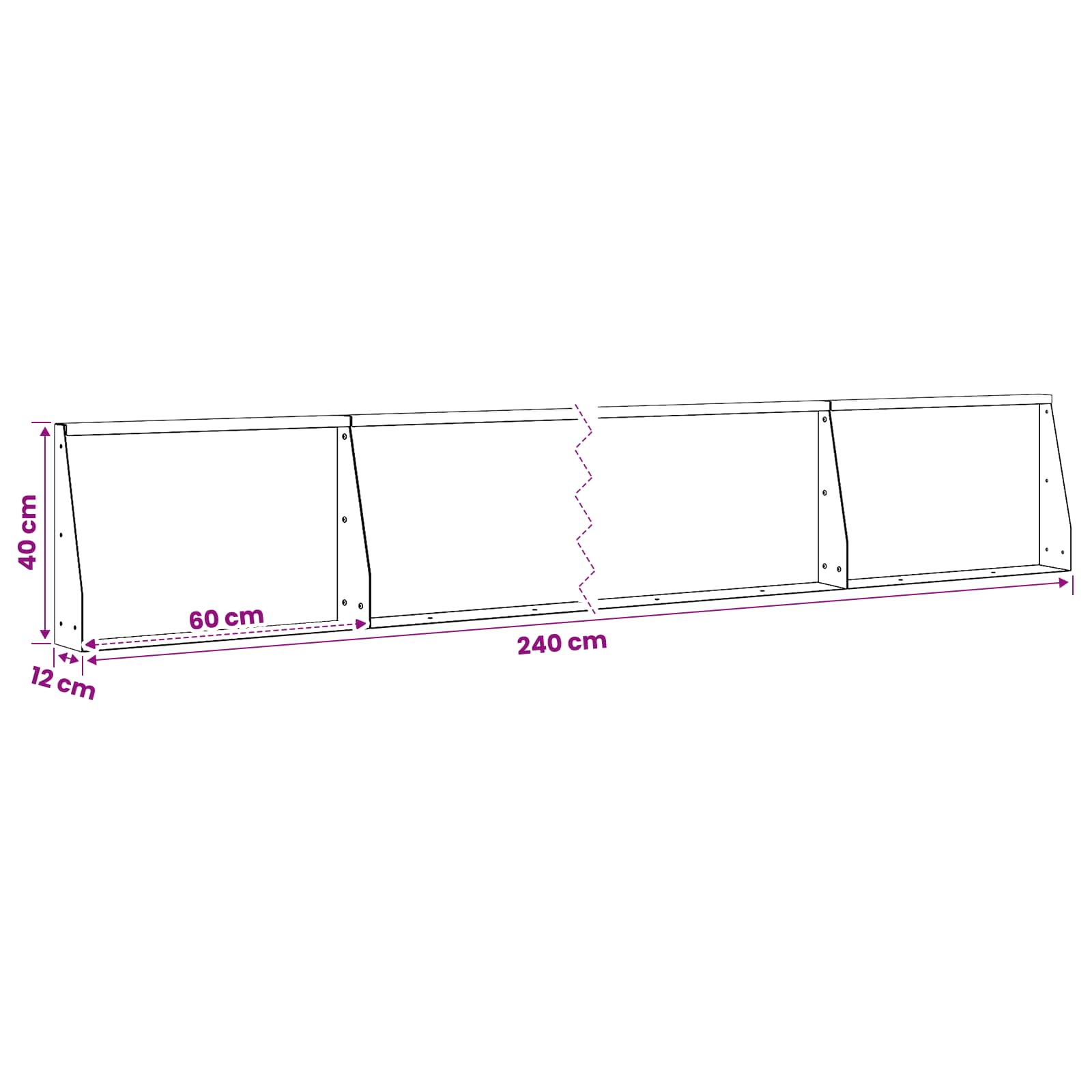 Keerwand 4 st 60 x 12 x 40 cm Gegalvaniseerd staal zilver
