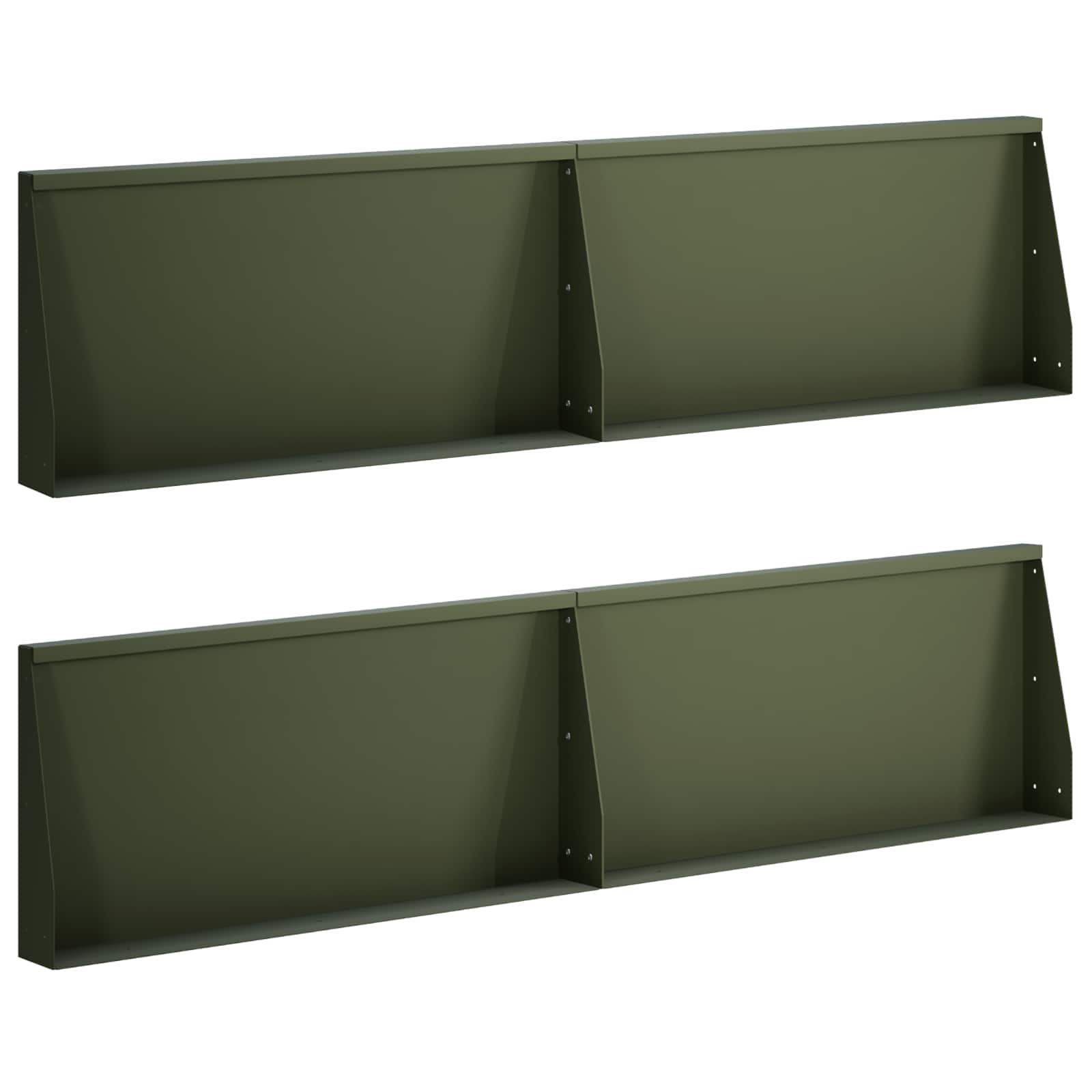 Keerwand 4 st 80 x 12 x 40 cm Staal Olijfgroen