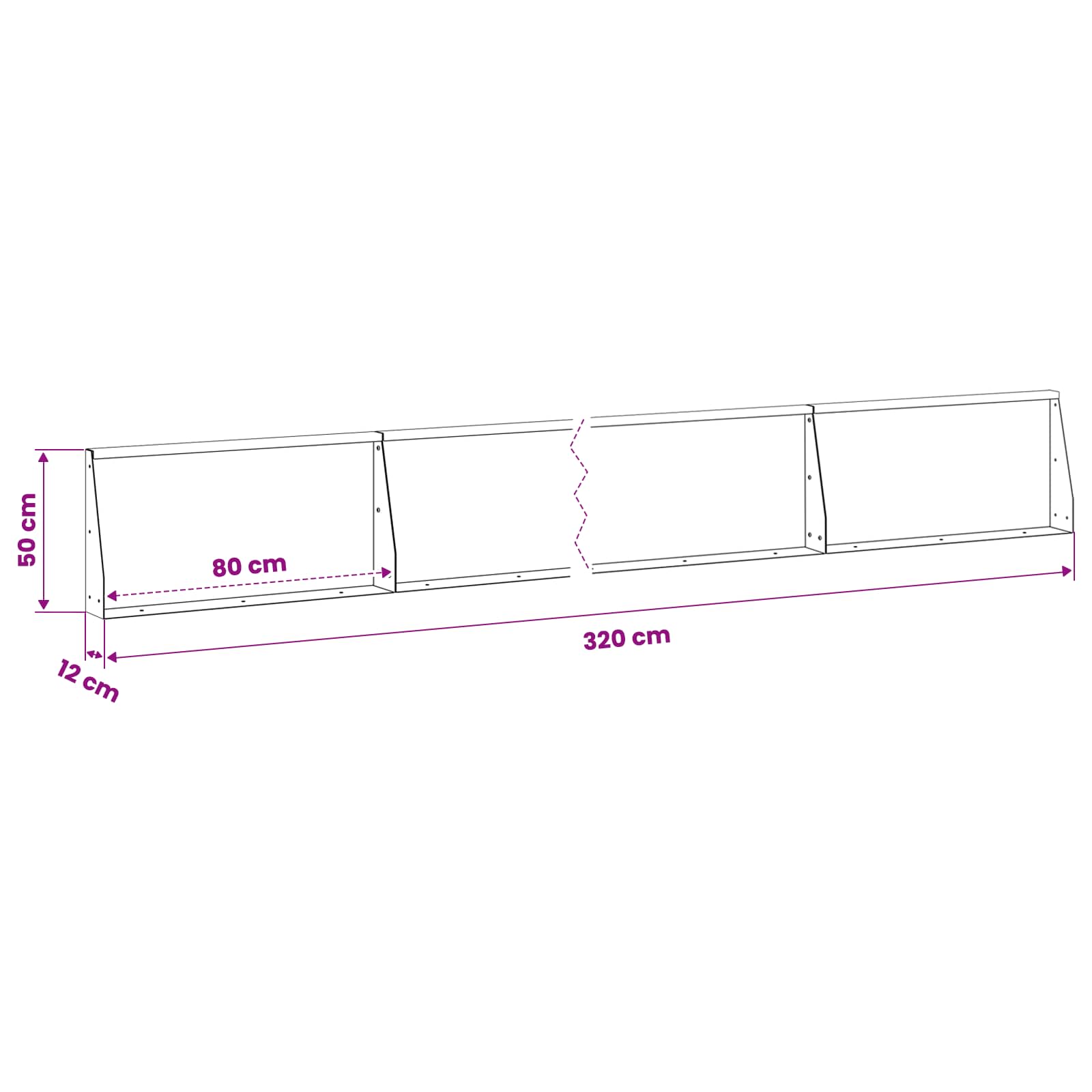 Keerwand 4 st 80 x 12 x 50 cm weervast staal Roestkleurig