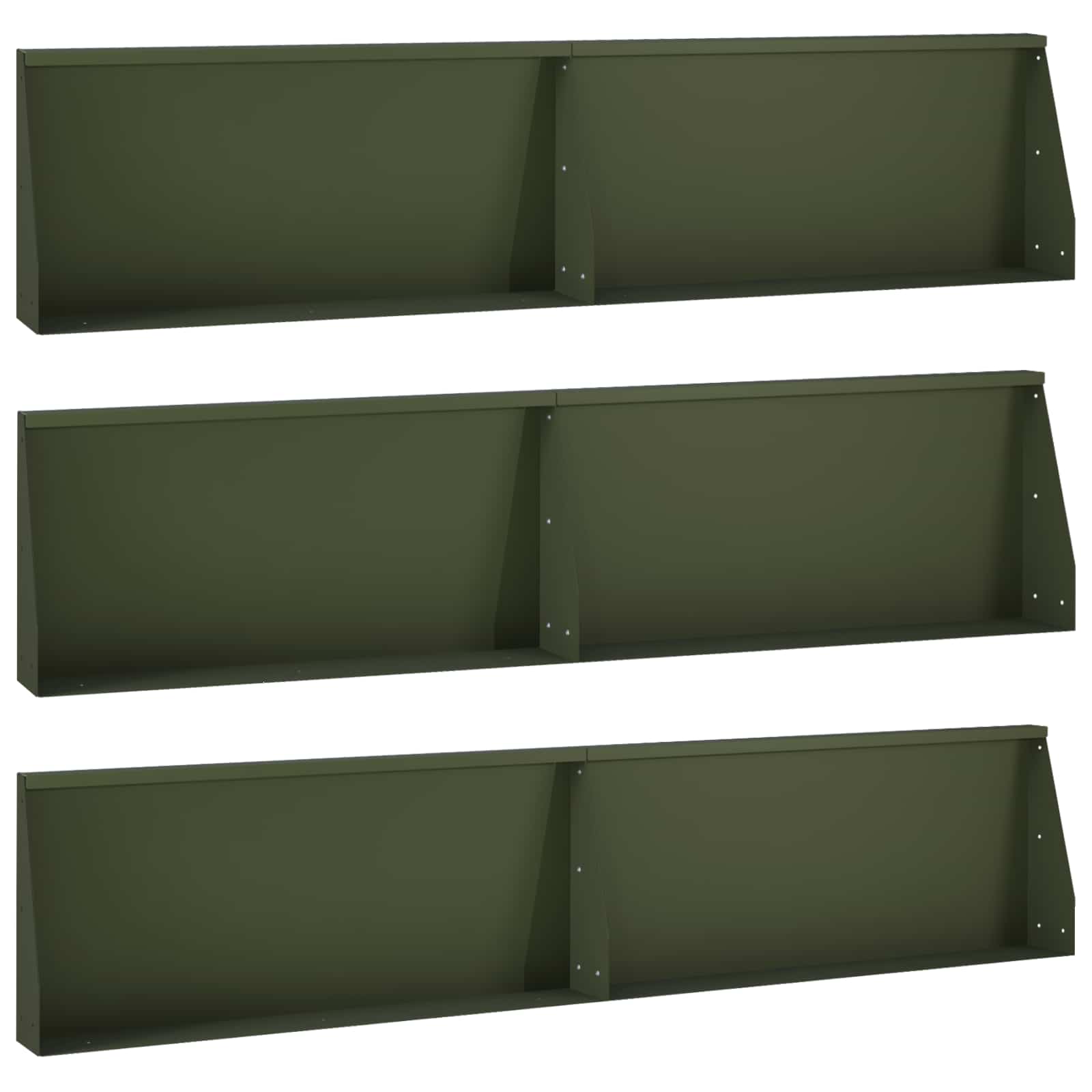 Keerwand 6 st 100 x 12 x 40 cm Staal Olijfgroen