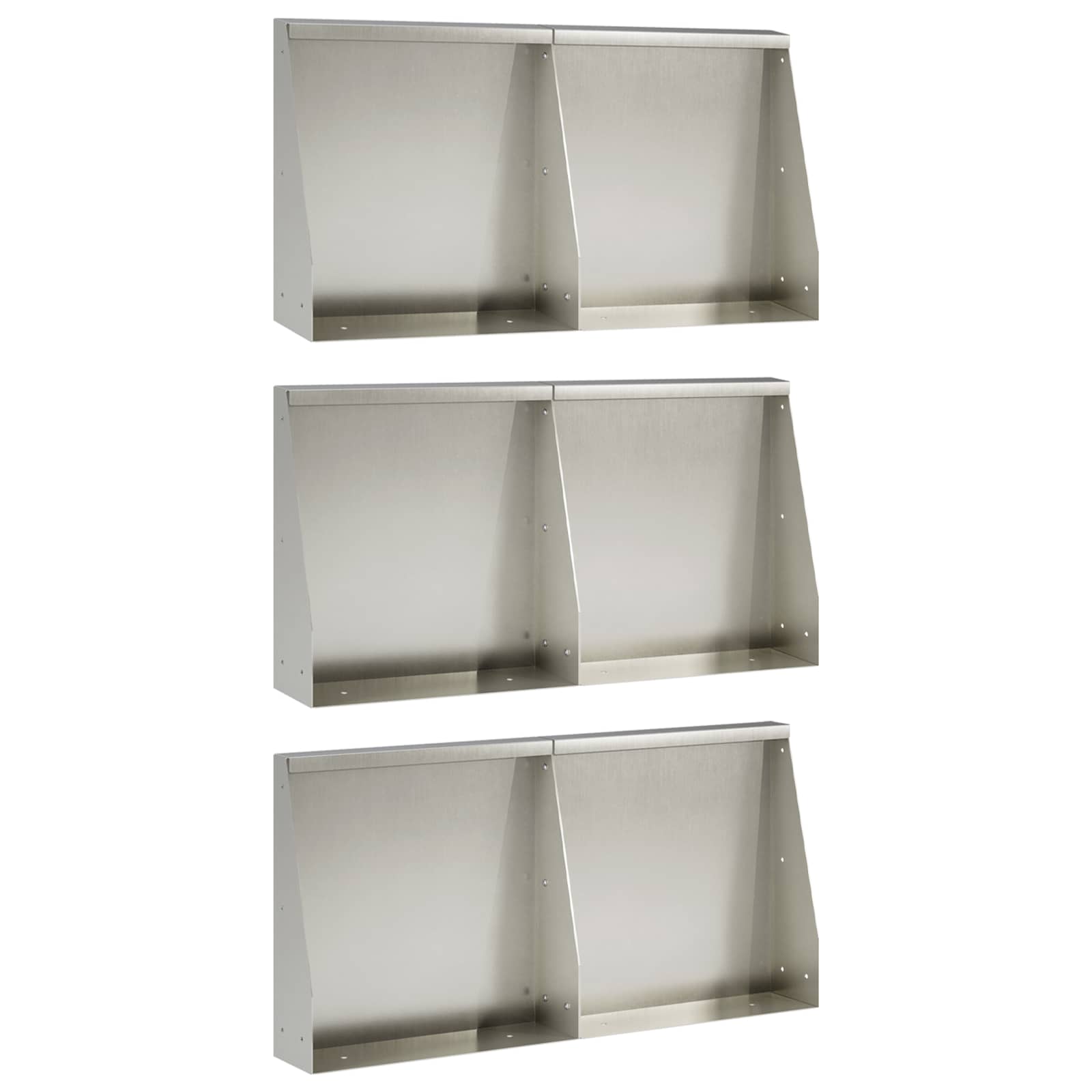 Keerwand 6 st 40 x 12 x 30 cm Roestvrij staal zilver