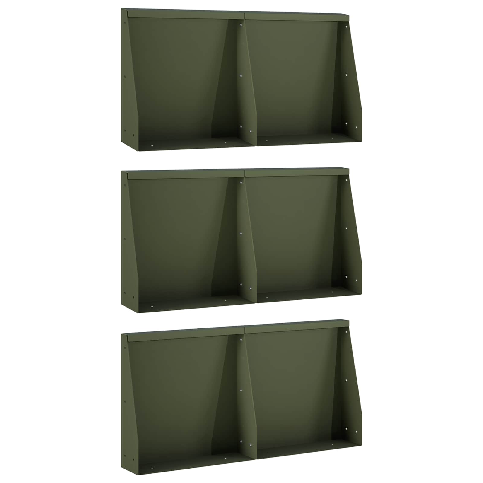 Keerwand 6 st 40 x 12 x 40 cm Staal Olijfgroen