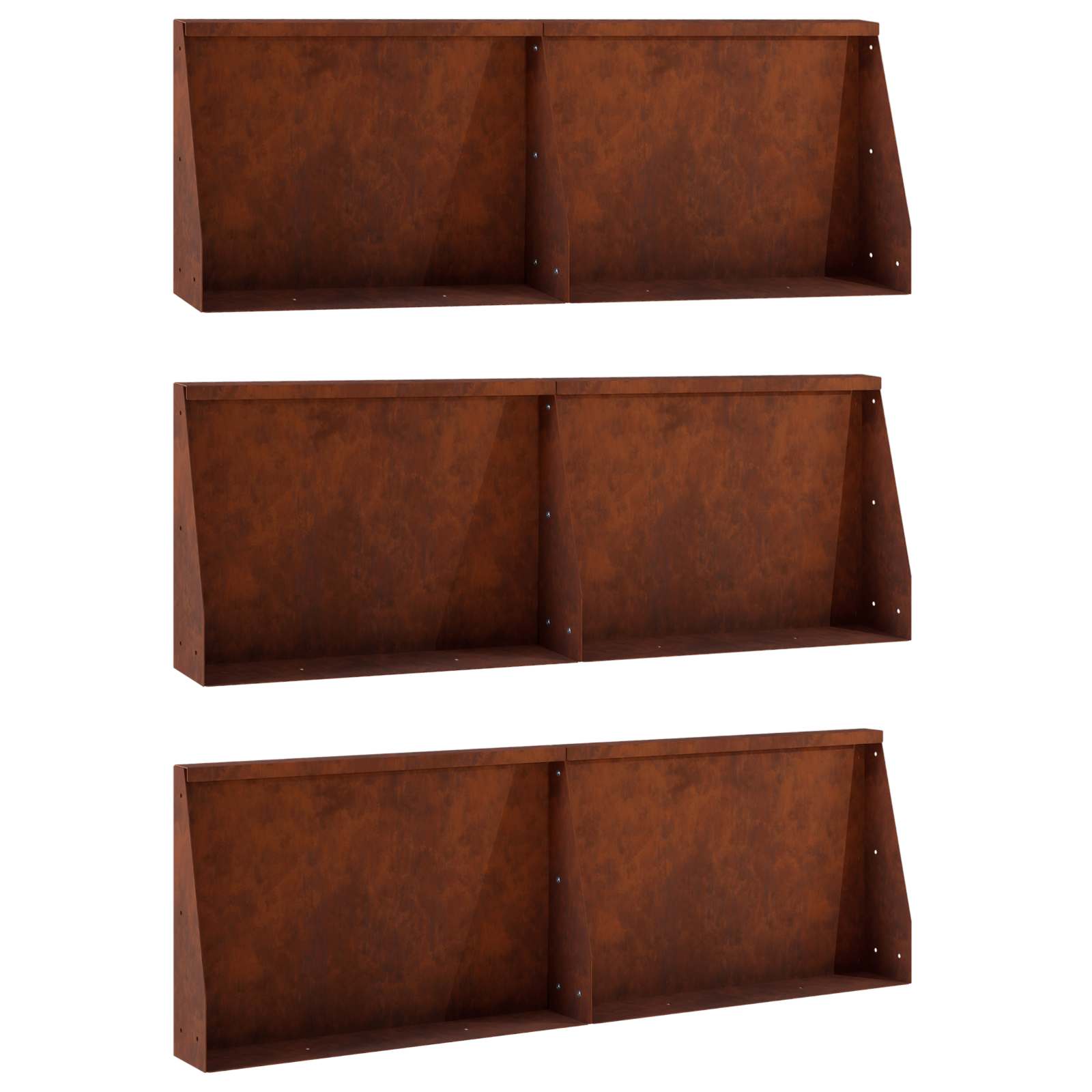 Keerwand 6 st 60 x 12 x 30 cm weervast staal Roestkleurig