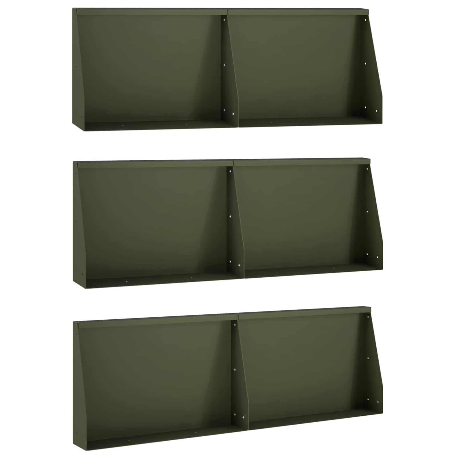 Keerwand 6 st 60 x 12 x 40 cm Staal Olijfgroen