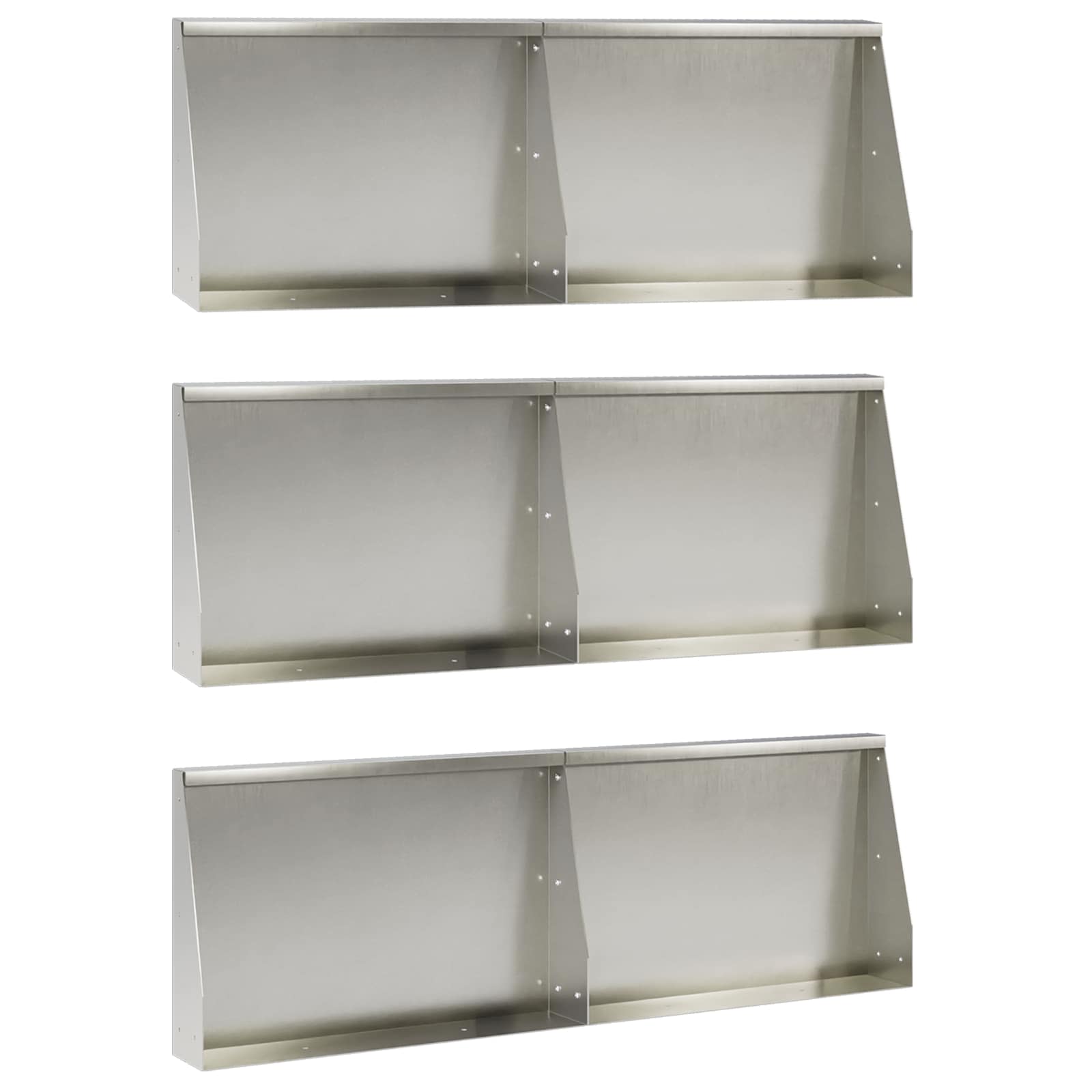 Keerwand 6 st 60 x 12 x 40 cm Roestvrij staal zilver