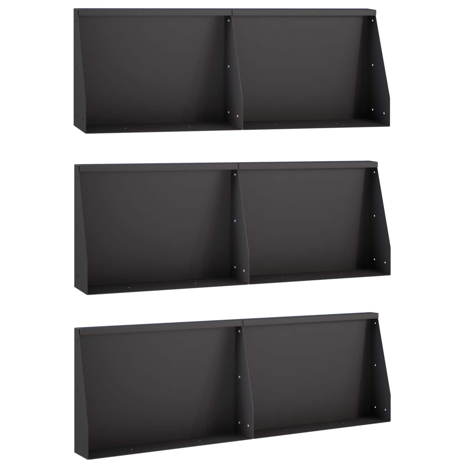 Keerwand 6 st 60 x 12 x 50 cm Staal Zwart