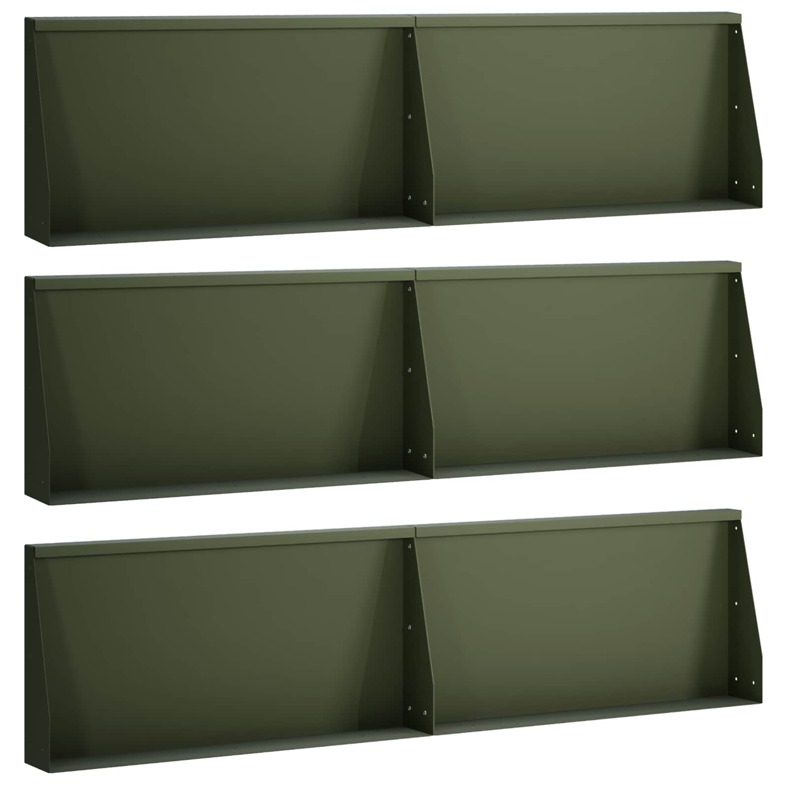 Keerwand 6 st 80 x 12 x 40 cm Staal Olijfgroen