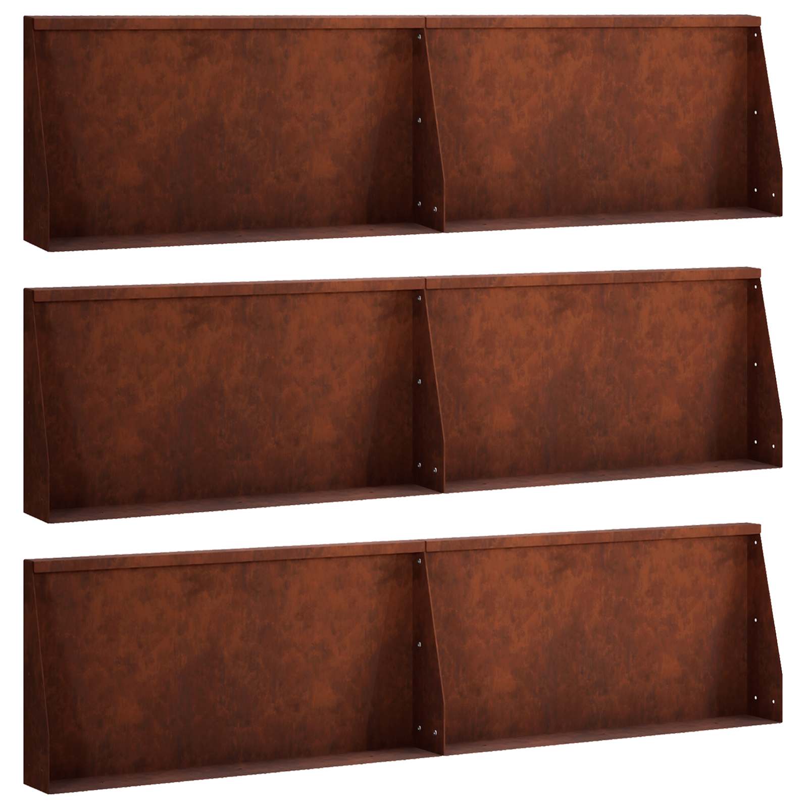 Keerwand 6 st 80 x 12 x 40 cm weervast staal Roestkleurig