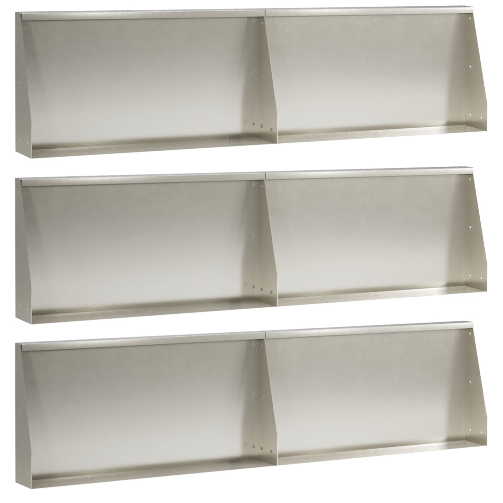 Keerwand 6 st 80 x 12 x 50 cm Roestvrij staal zilver