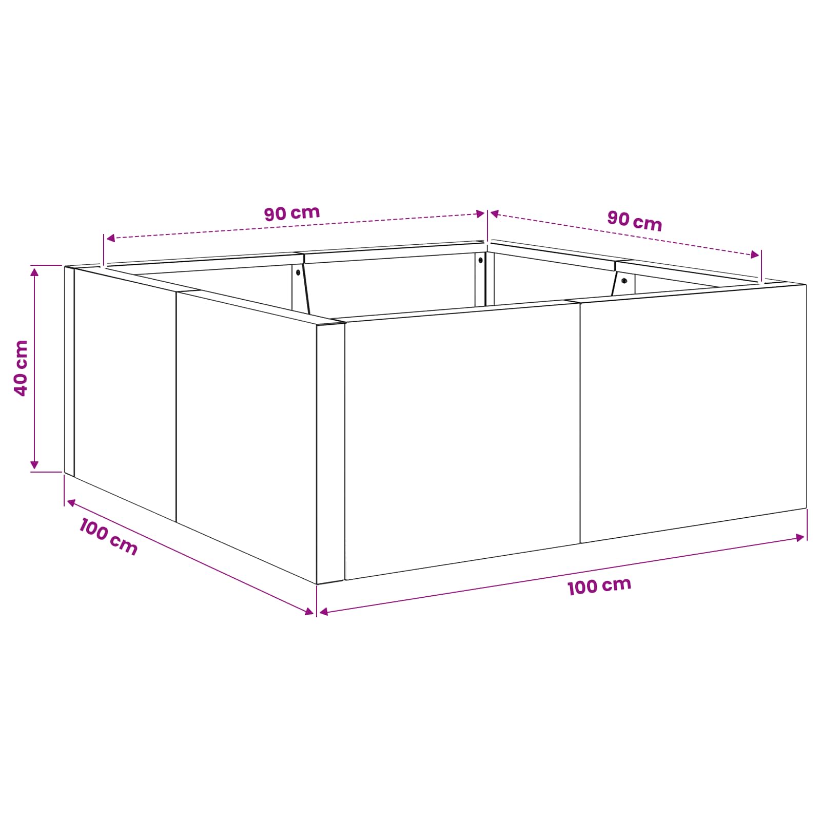 Retentiewall 4 st 100 x 100 x 40 cm Staal Zwart