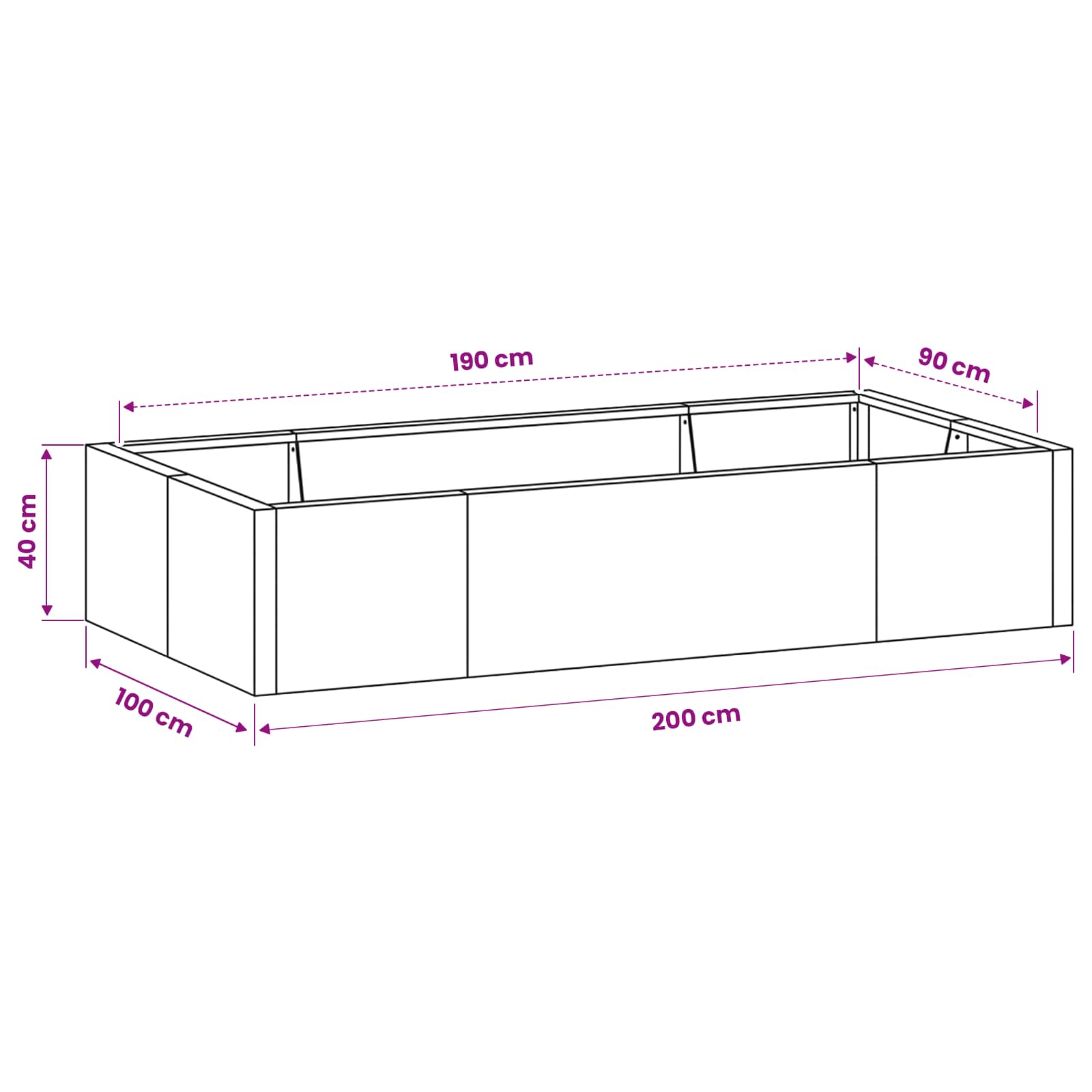Retentiewall 6 st 200 x 100 x 40 cm Staal Wit