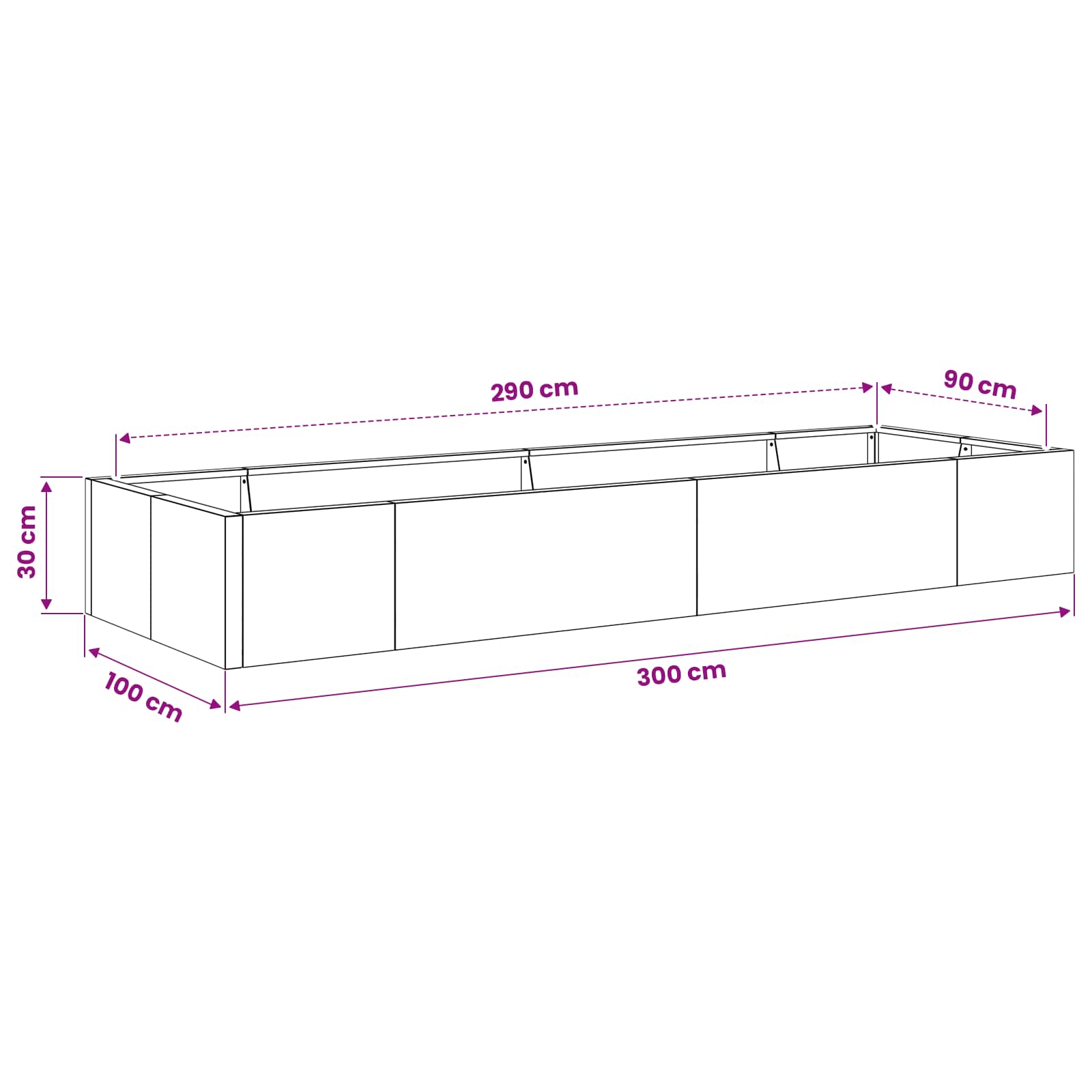 Retentiewall 8 st 300 x 100 x 30 cm Roestvrij staal zilver