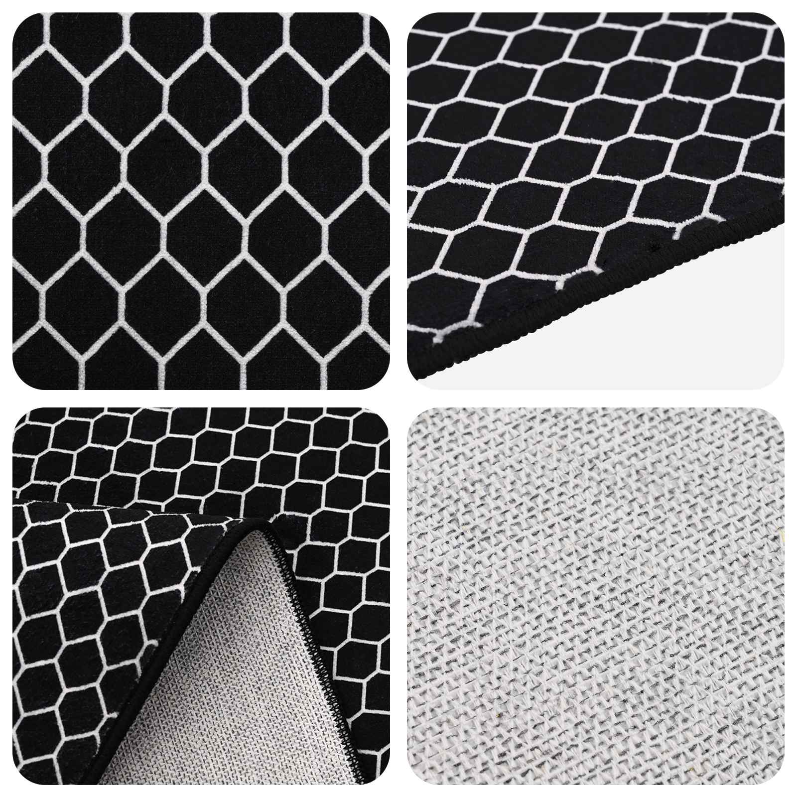 Vloerkleed ORIZ Zwart maaspatroon 200 x 280 cm 100% polyester
