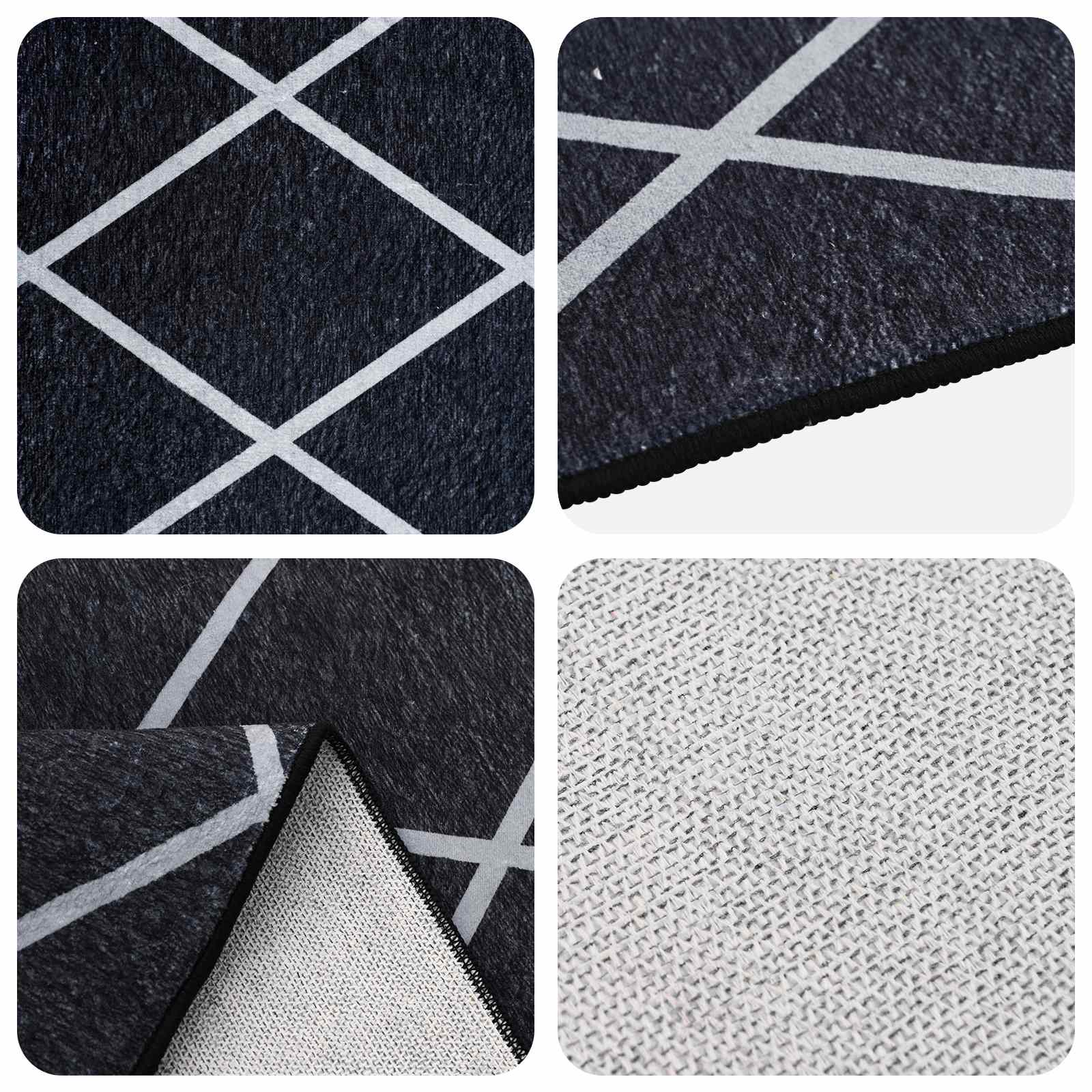 Vloerkleed ORIZ Zwart ruitpatroon 160 x 230 cm 100% polyester