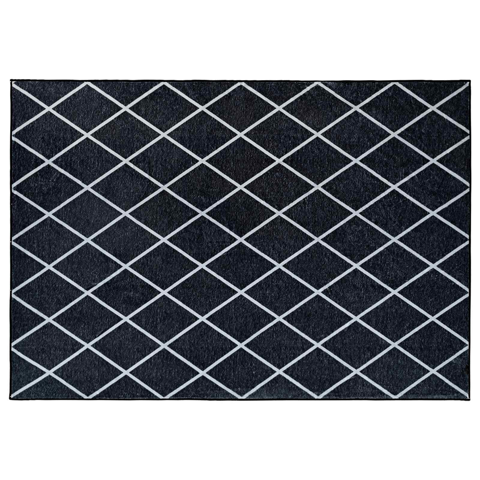 Vloerkleed ORIZ Zwart diamantpatroon 200 x 280 cm