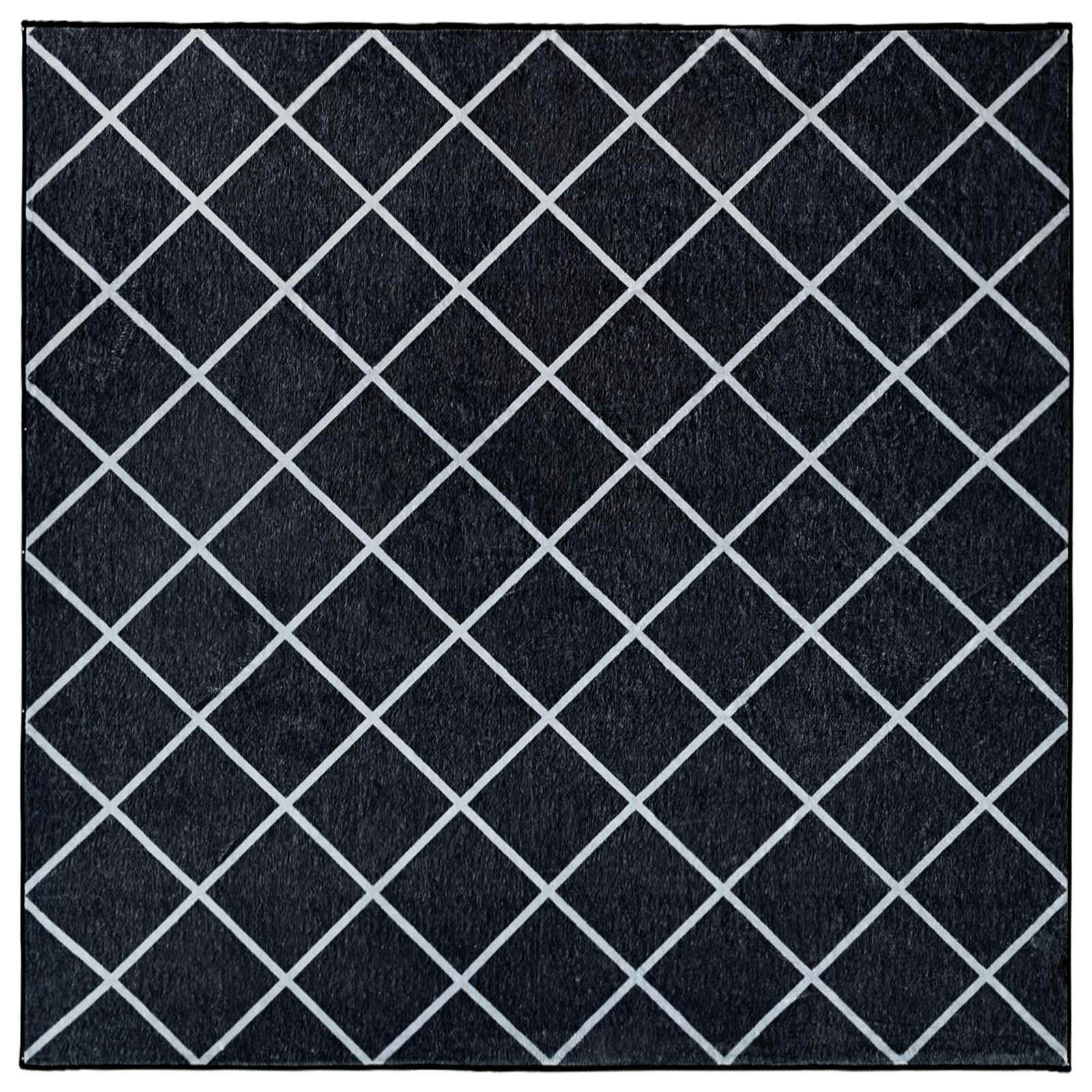 Vloerkleed ORIZ Zwart diamantpatroon 200 x 200 cm