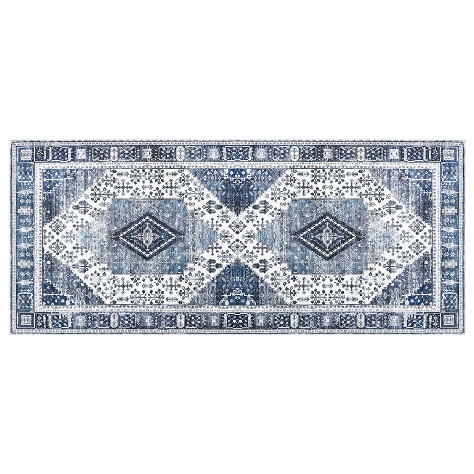 Vloerkleed ORIZ Donkerblauw 80 x 200 cm 100% polyester