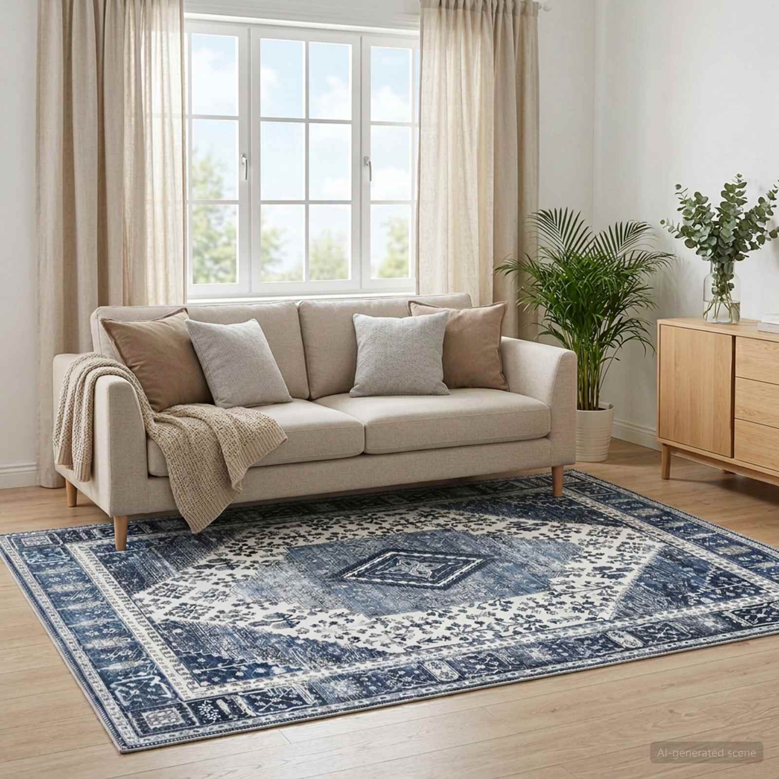 Vloerkleed ORIZ Donkerblauw 300 x 400 cm 100% polyester