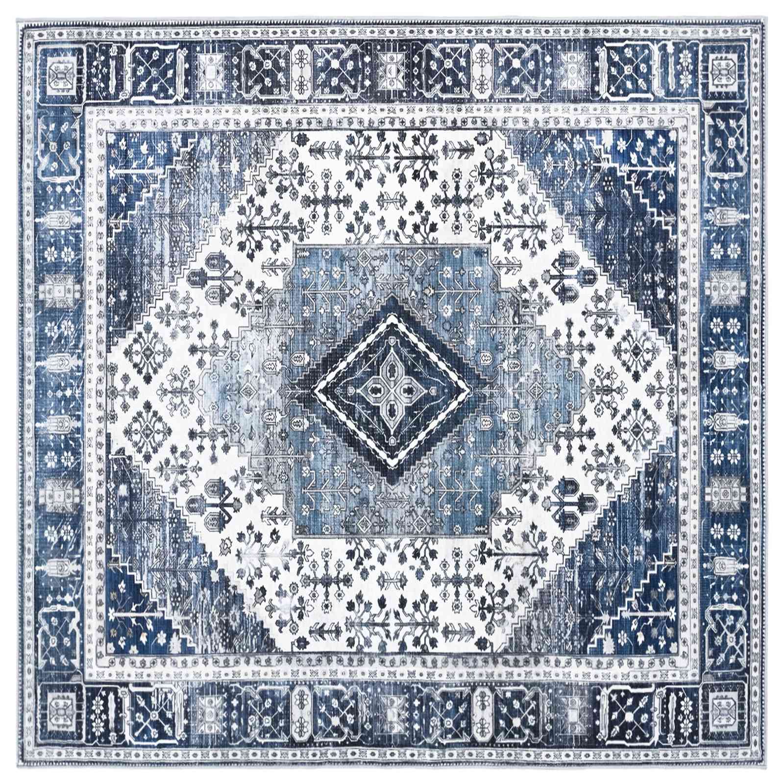 Vloerkleed ORIZ Donkerblauw 240 x 240 cm 100% polyester