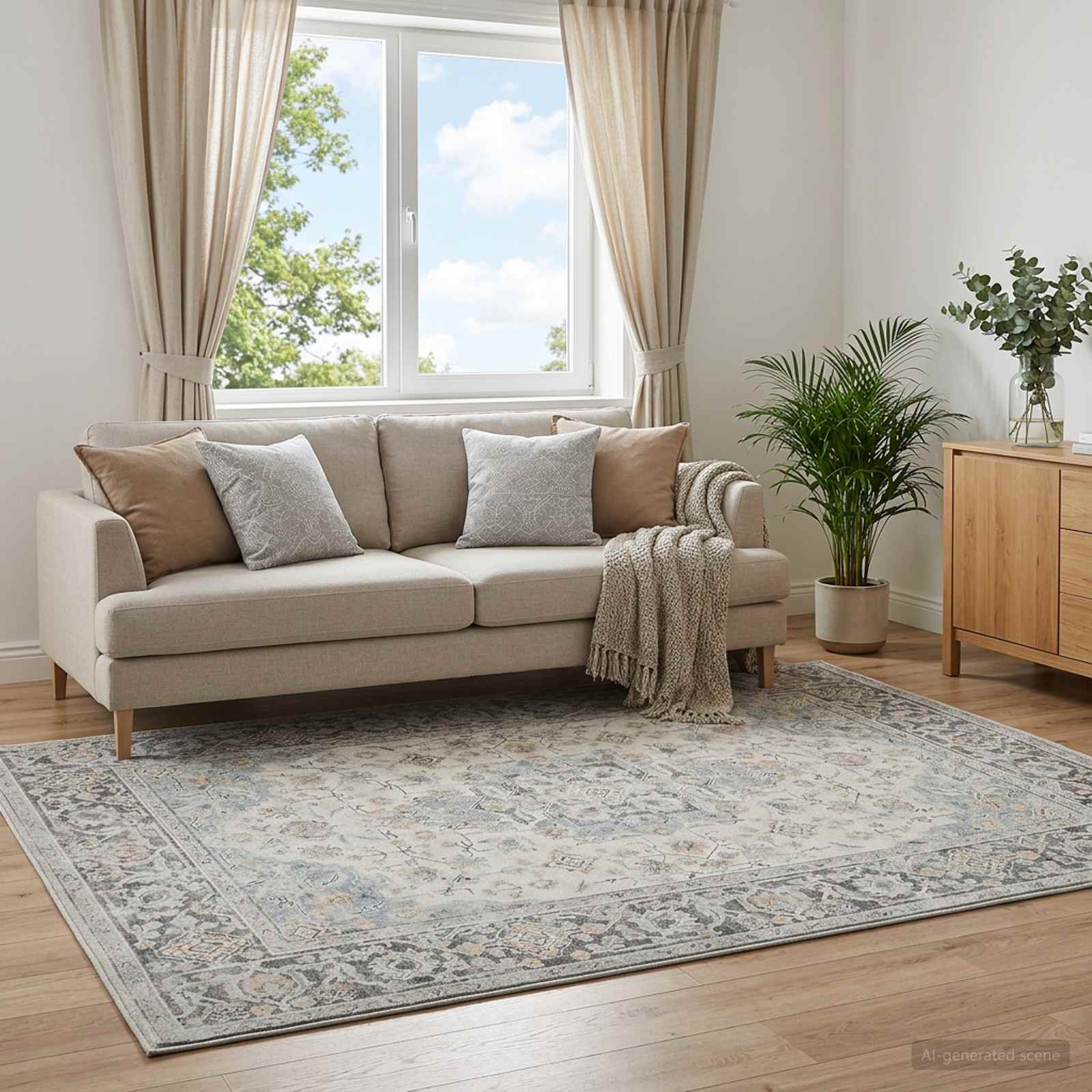 Vloerkleed ORIZ Crèmekleurig 200 x 200 cm 100% Polyester