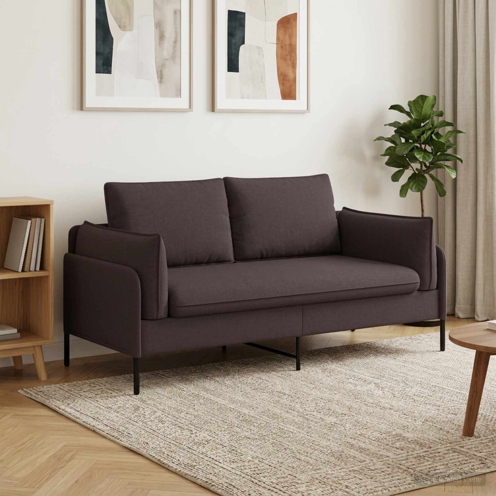 2-Zits Sofa Donkerbruin 188 x 81 x 89 cm Stof