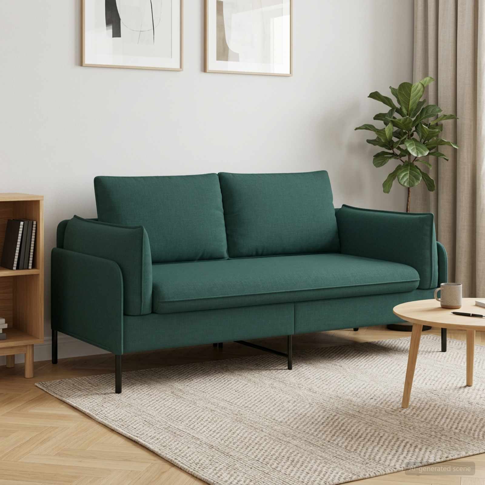 2-Zits Sofa Donkergroen 188 x 81 x 89 cm Stof