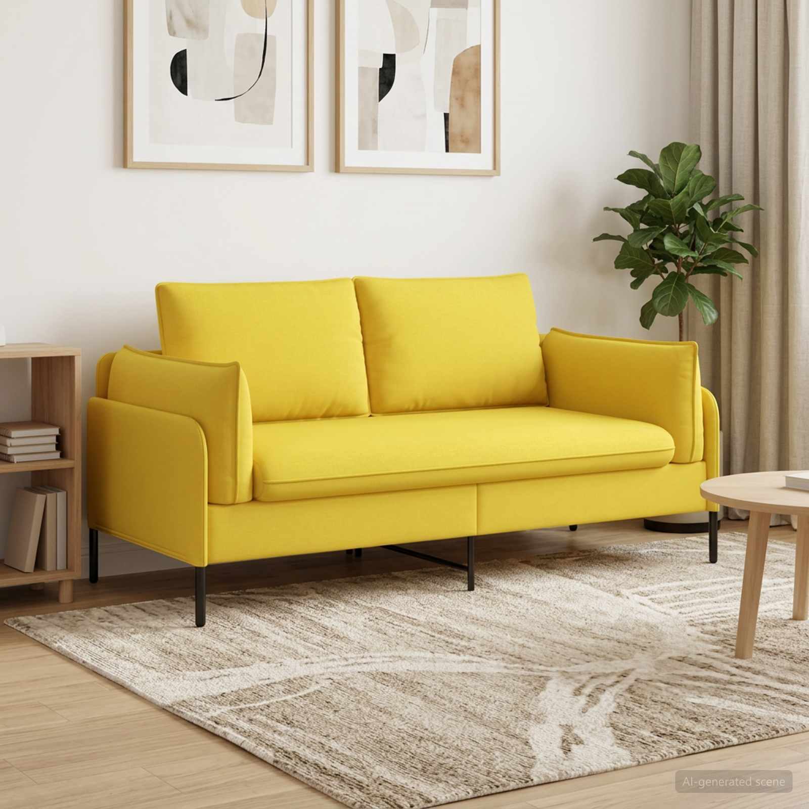 2-Zits Sofa Lichtgeel 188 x 81 x 89 cm Stof