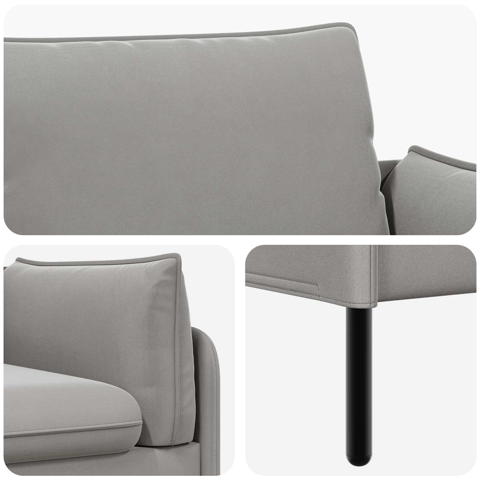 2-Zits Sofa 2-zits Lichtgrijs 188 x 81 x 89 cm fluweel