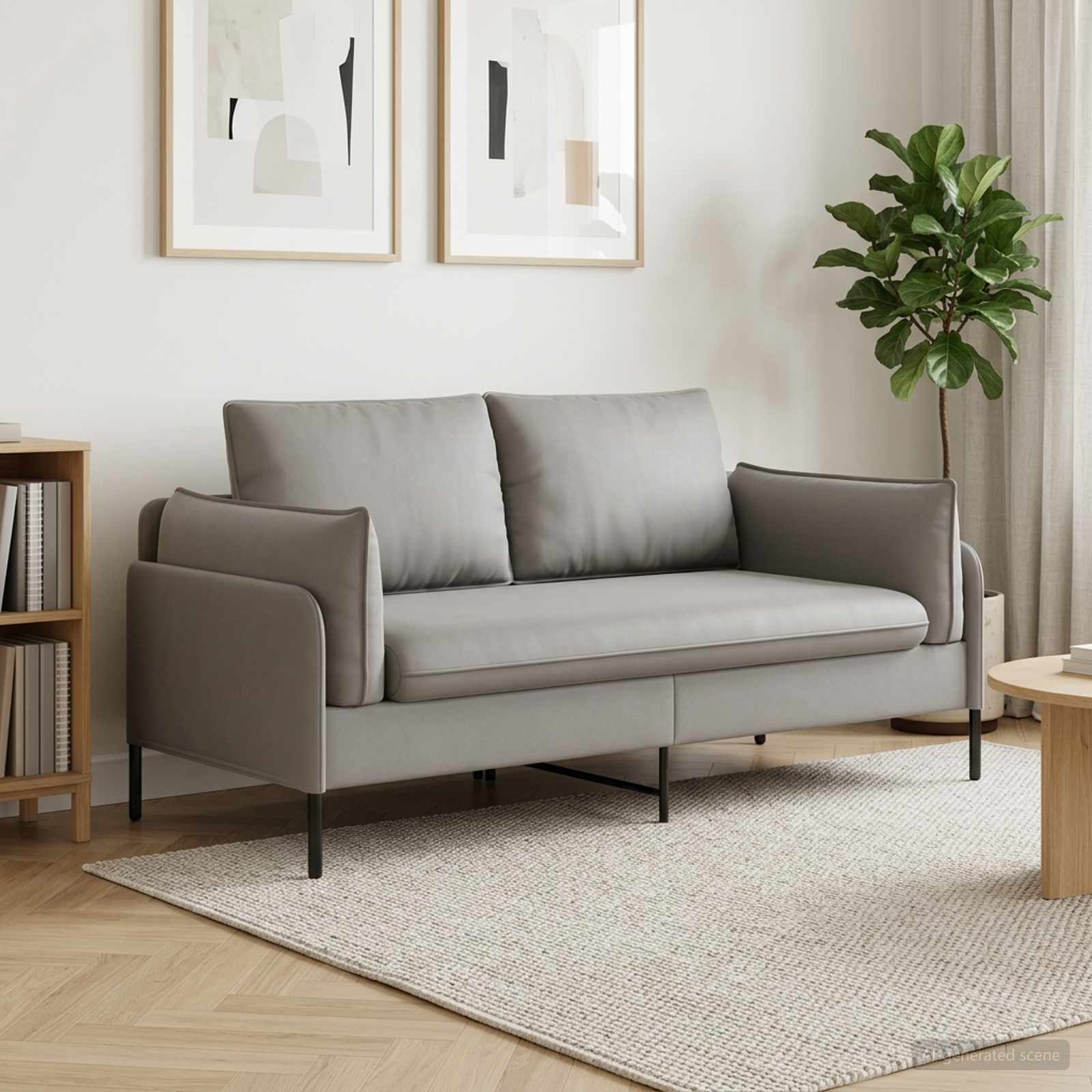 2-Zits Sofa 2-zits Lichtgrijs 188 x 81 x 89 cm fluweel