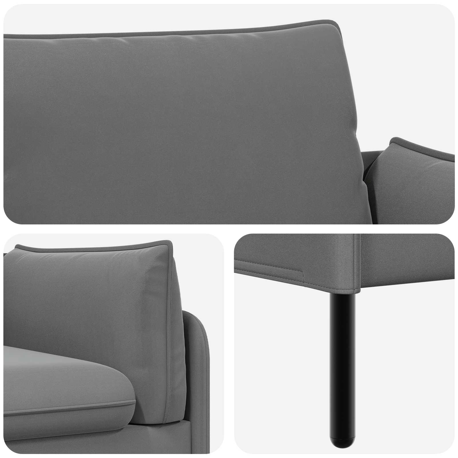 2-Zits Sofa 2-zits Donkergrijs 188 x 81 x 89 cm fluweel