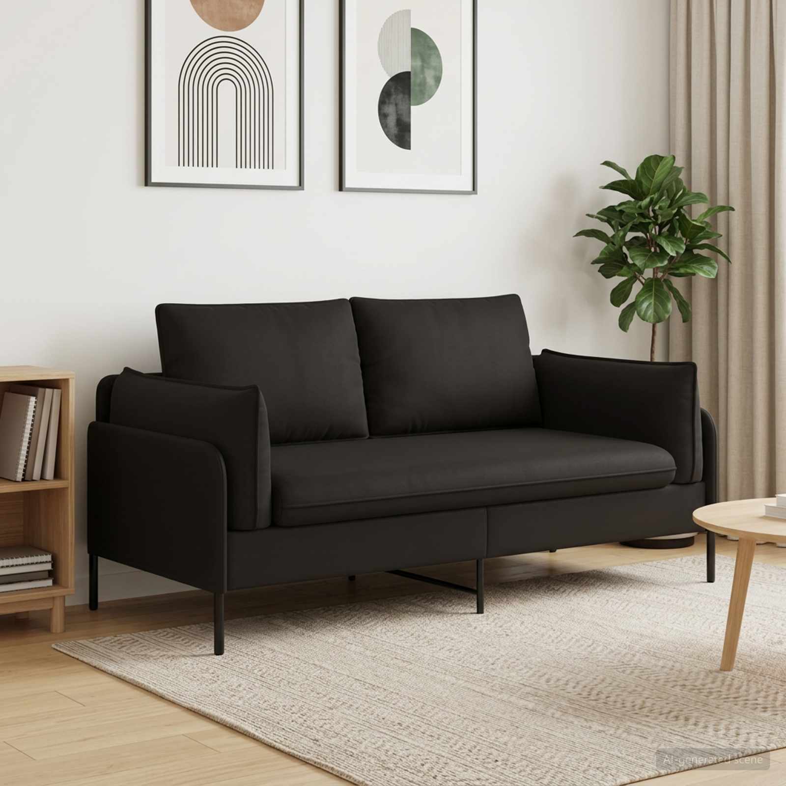 2-Zits Sofa 2-zits Zwart 188 x 81 x 89 cm fluweel