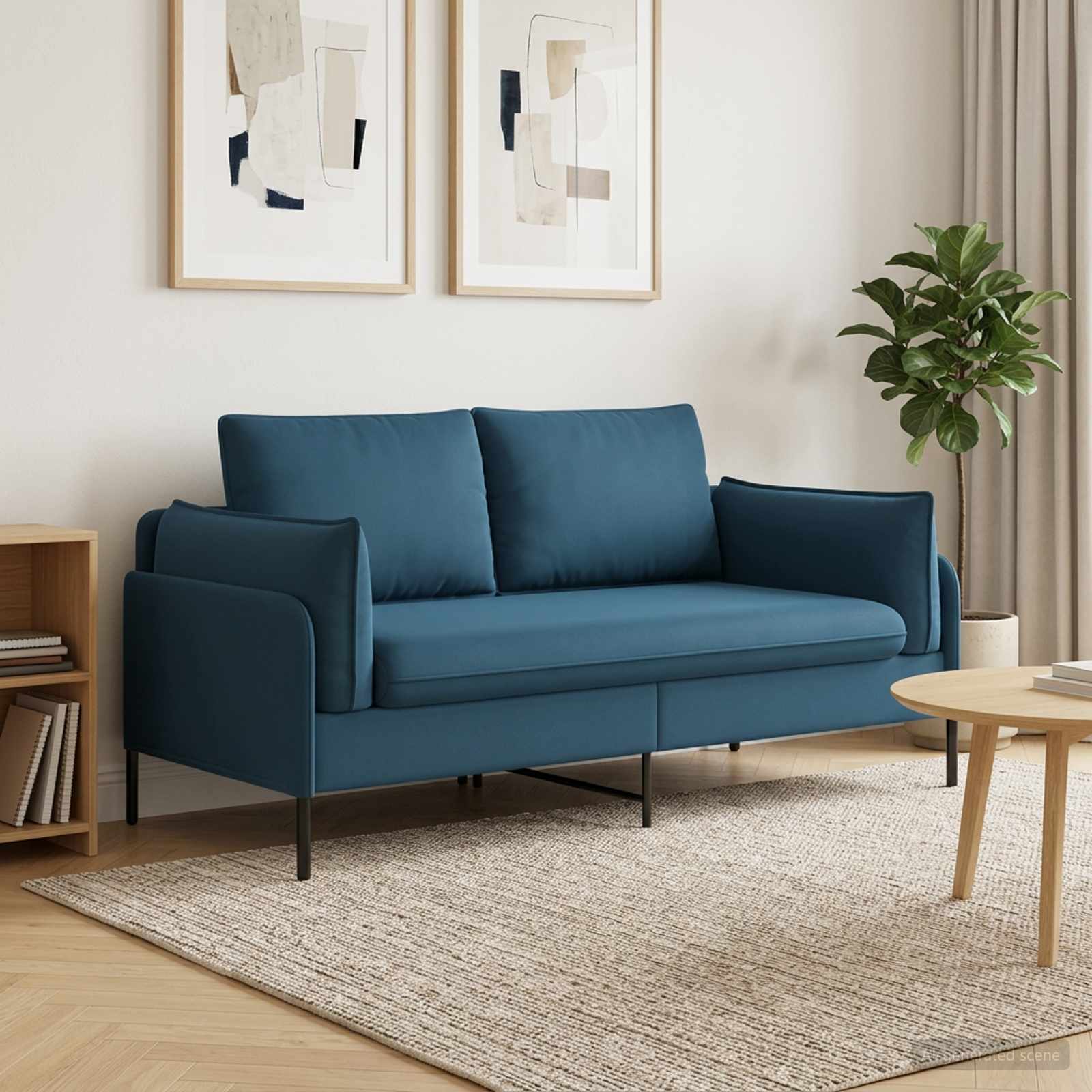 2-Zits Sofa 2-zits Blauw 188 x 81 x 89 cm fluweel
