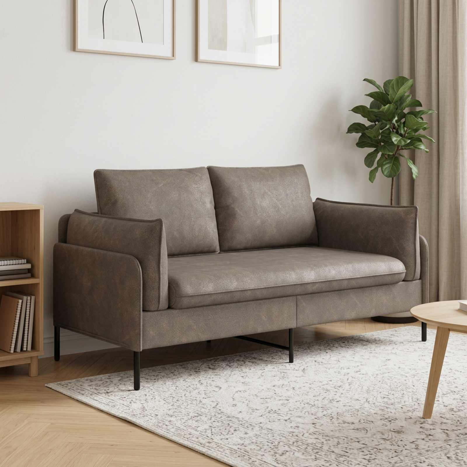 2-Zits Sofa Grijs 188 x 81 x 89 cm Kunstleer