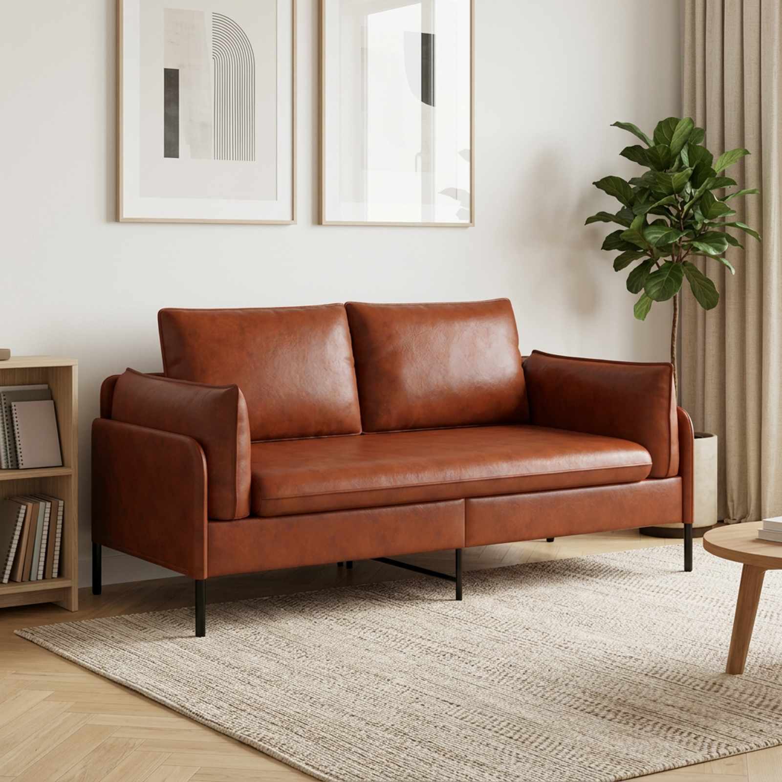 2-Zits Sofa Glanzend Bruin 188 x 81 x 89 cm Kunstleer