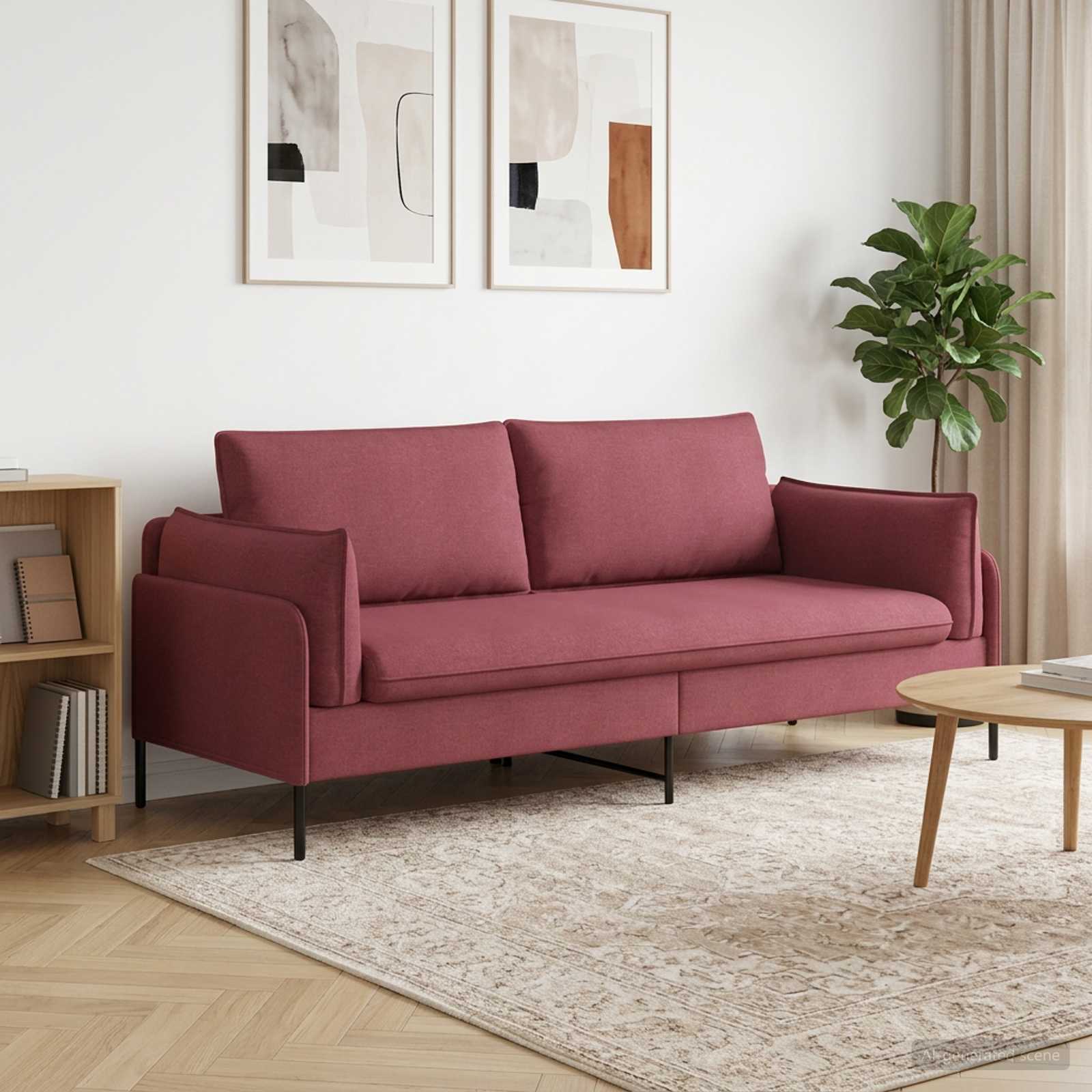 3-Zits Bank Wijnrood 222 x 81 x 89 cm Stof