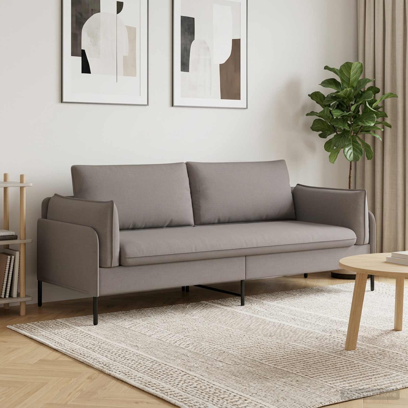 3-Zits Bank Taupe 222 x 81 x 89 cm Stof