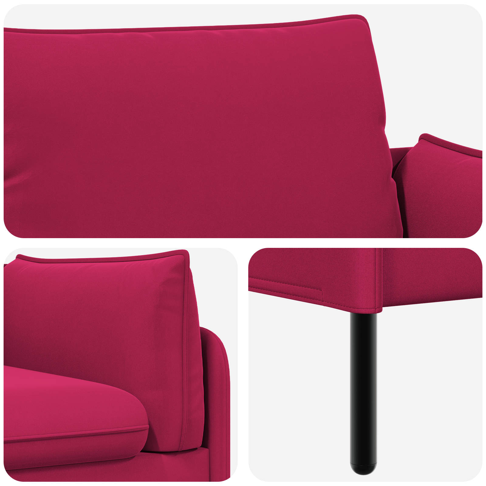 3-Zits Bank 3-zits Wijnrood 222 x 81 x 89 cm fluweel