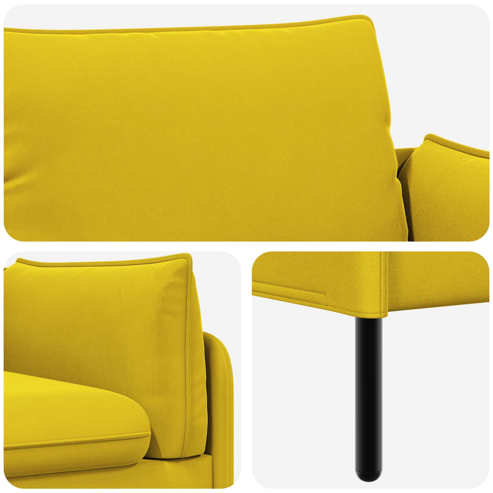 3-Zits Bank 3-zits Geel 222 x 81 x 89 cm fluweel