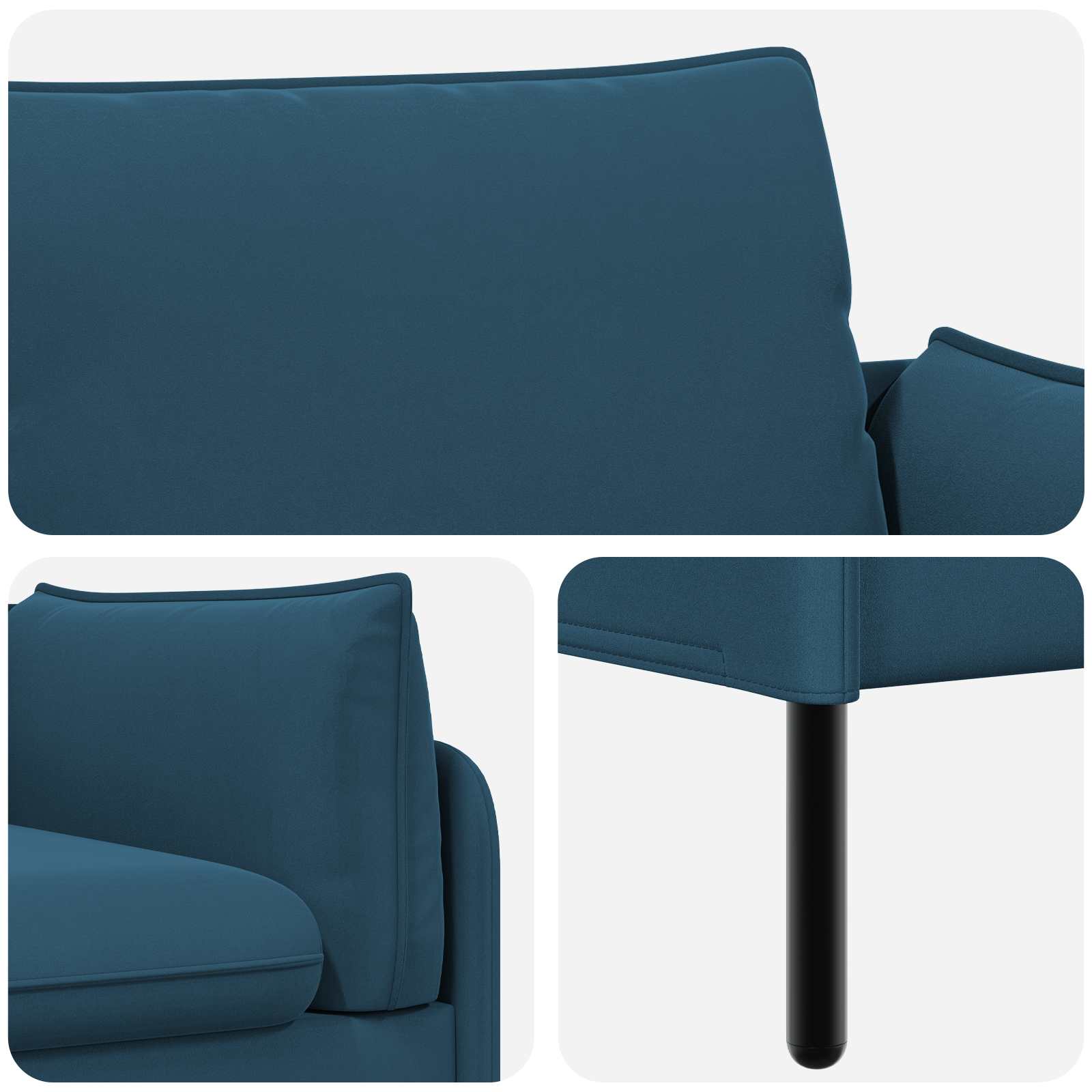 3-Zits Bank 3-zits Blauw 222 x 81 x 89 cm fluweel